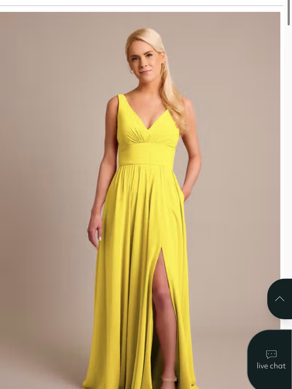 David's Bridal Chiffon Tank A-line Dress, Sunflower Yellow